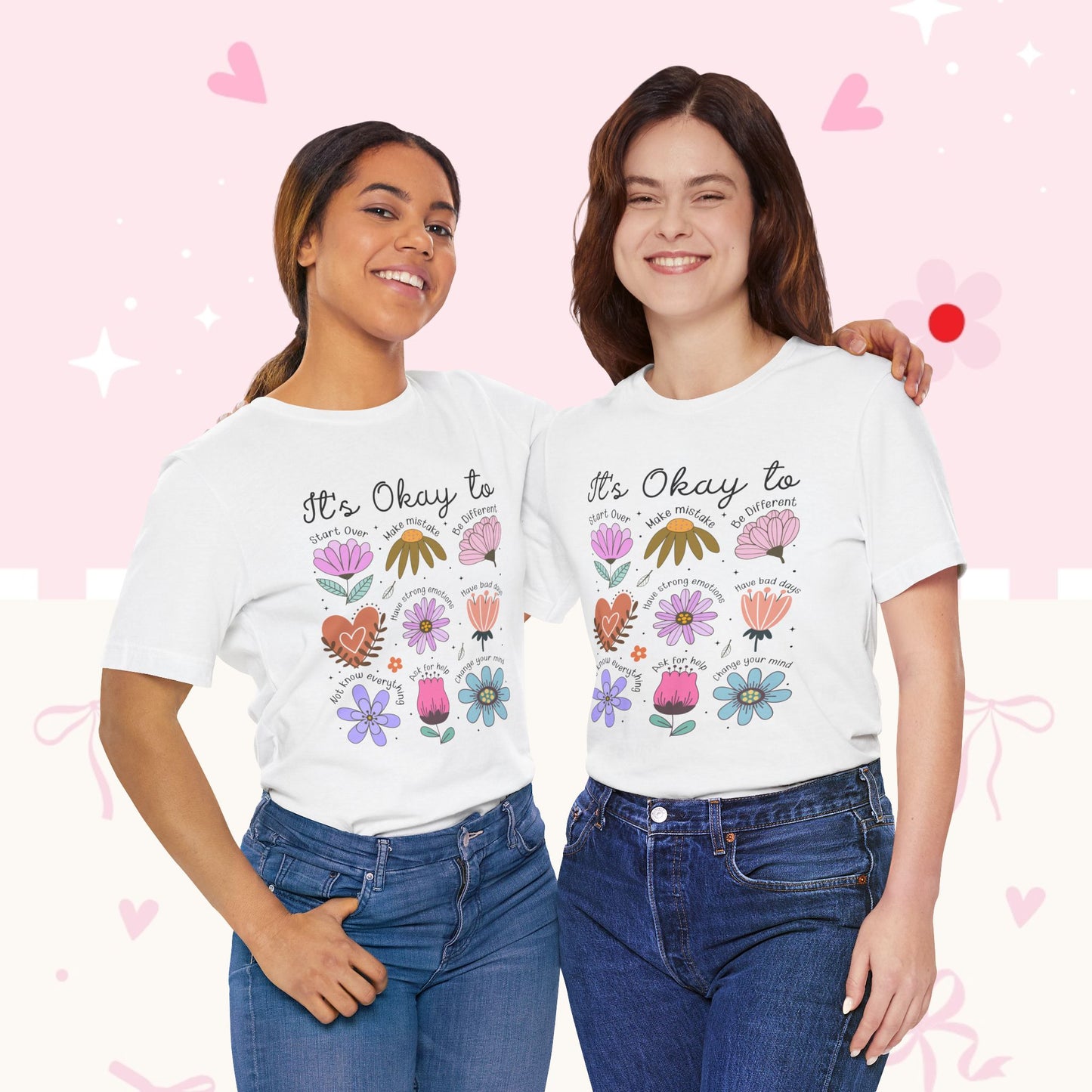 It's Okay to Grow Tee — Floral Self-Care Graphic T-Shirt