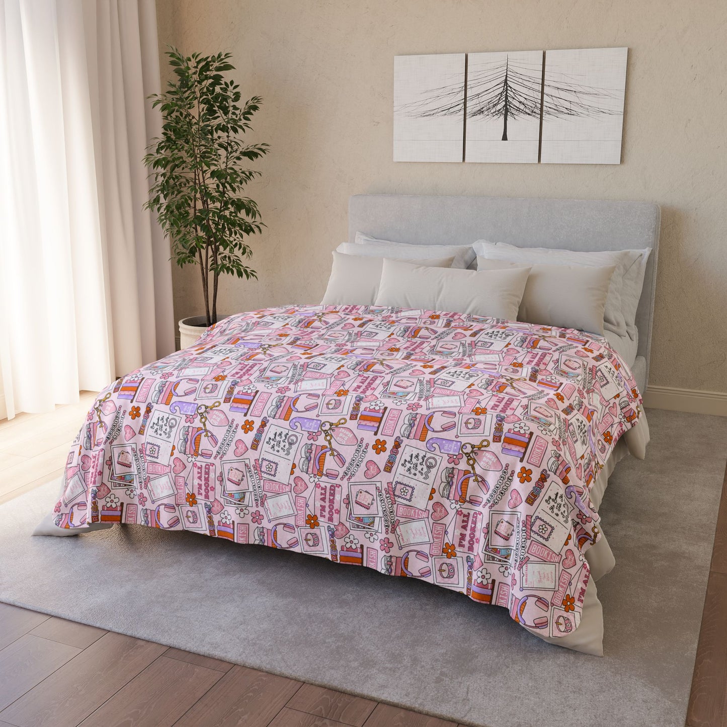 Fleece Sherpa Blanket — Cozy Bookie Girl Pattern