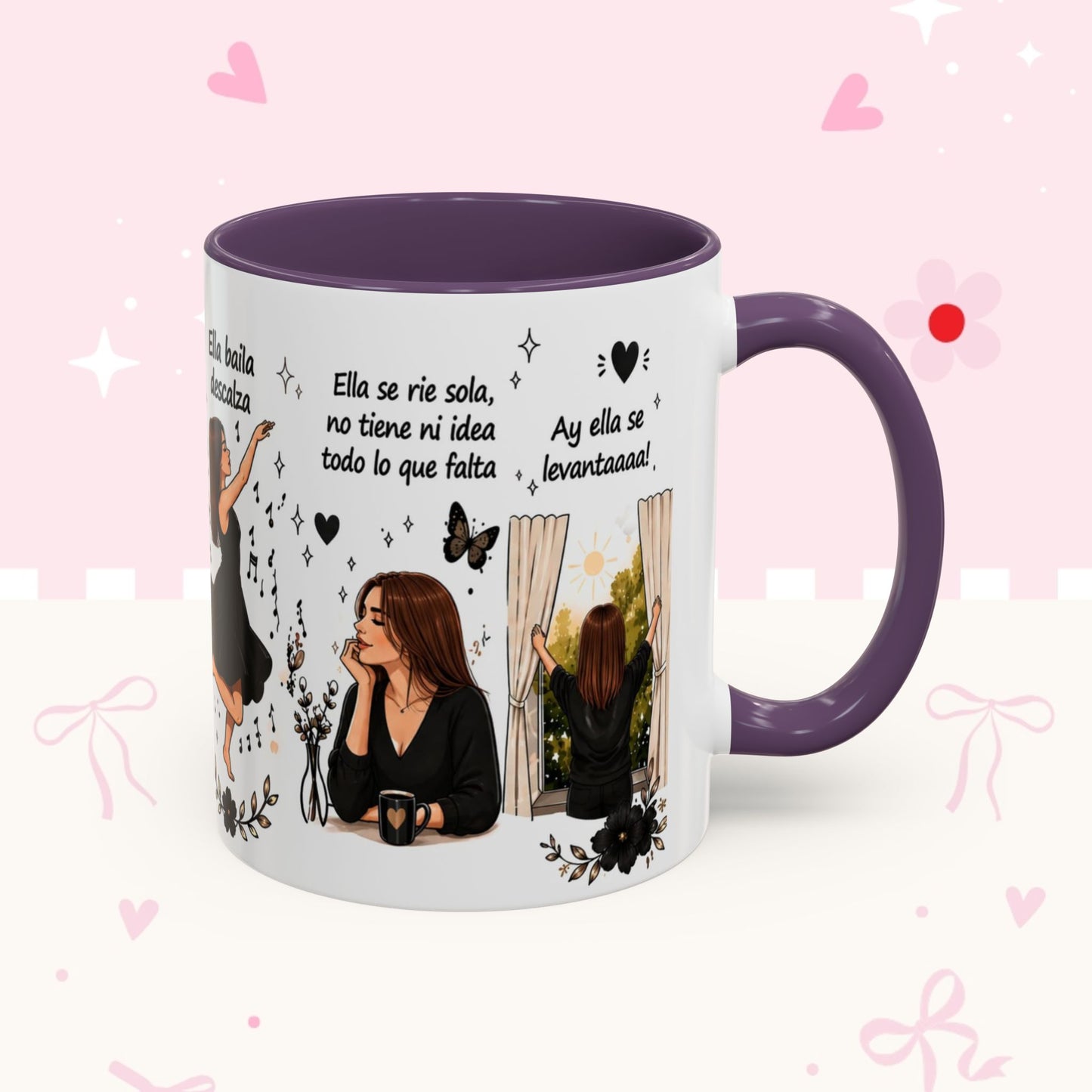 Inspirational Spanish Quote Accent Coffee Mug — 'Ella baila, descansa, se ríe sola'