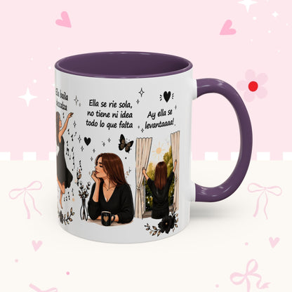 Inspirational Spanish Quote Accent Coffee Mug — 'Ella baila, descansa, se ríe sola'