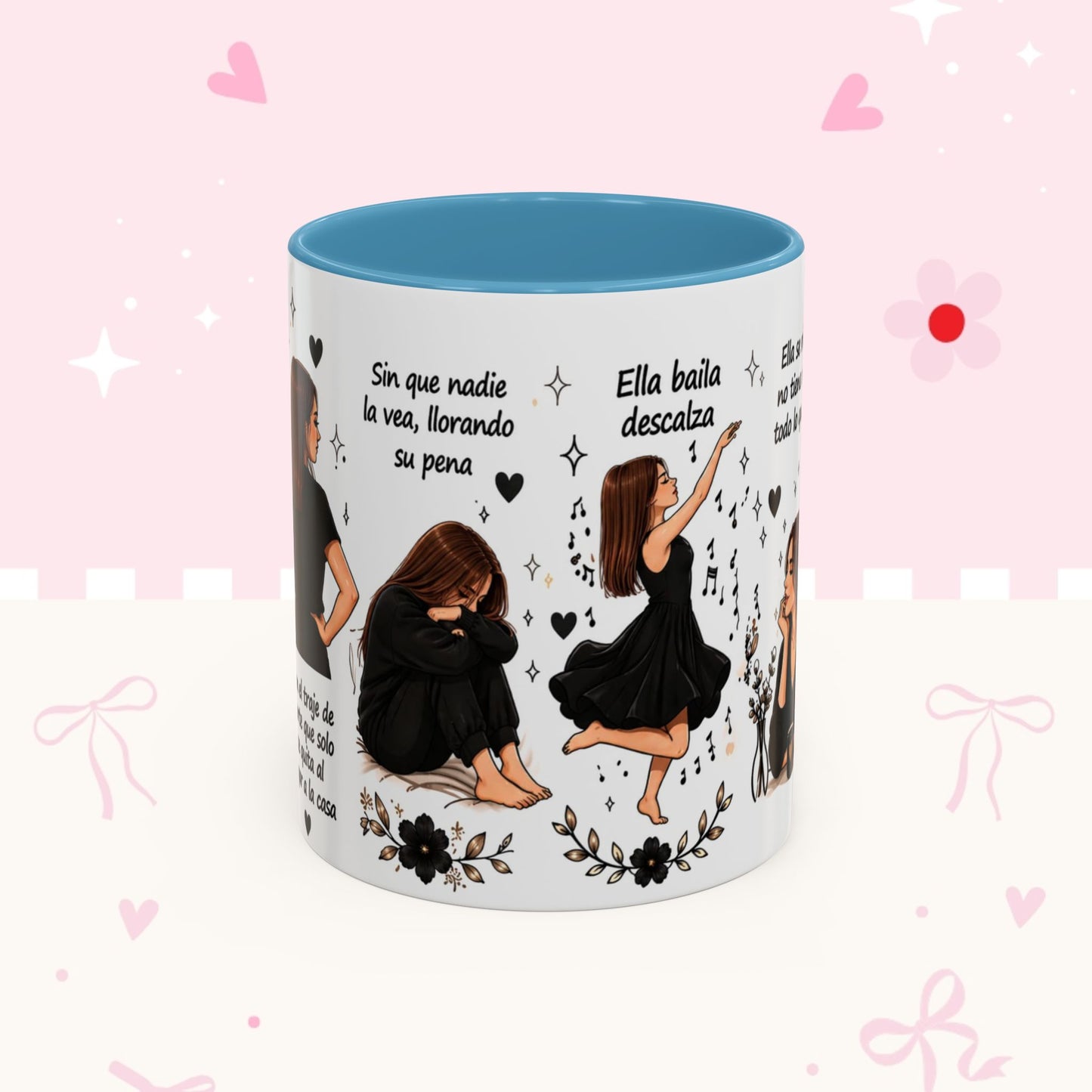 Inspirational Spanish Quote Accent Coffee Mug — 'Ella baila, descansa, se ríe sola'