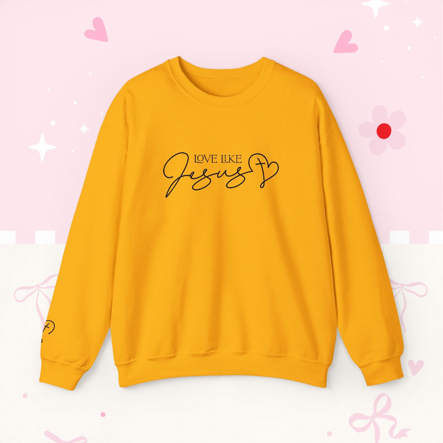 Love Like Jesus Crewneck Sweatshirt — Christian Faith Pullover Embroidery