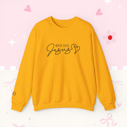 Love Like Jesus Crewneck Sweatshirt — Christian Faith Pullover Embroidery