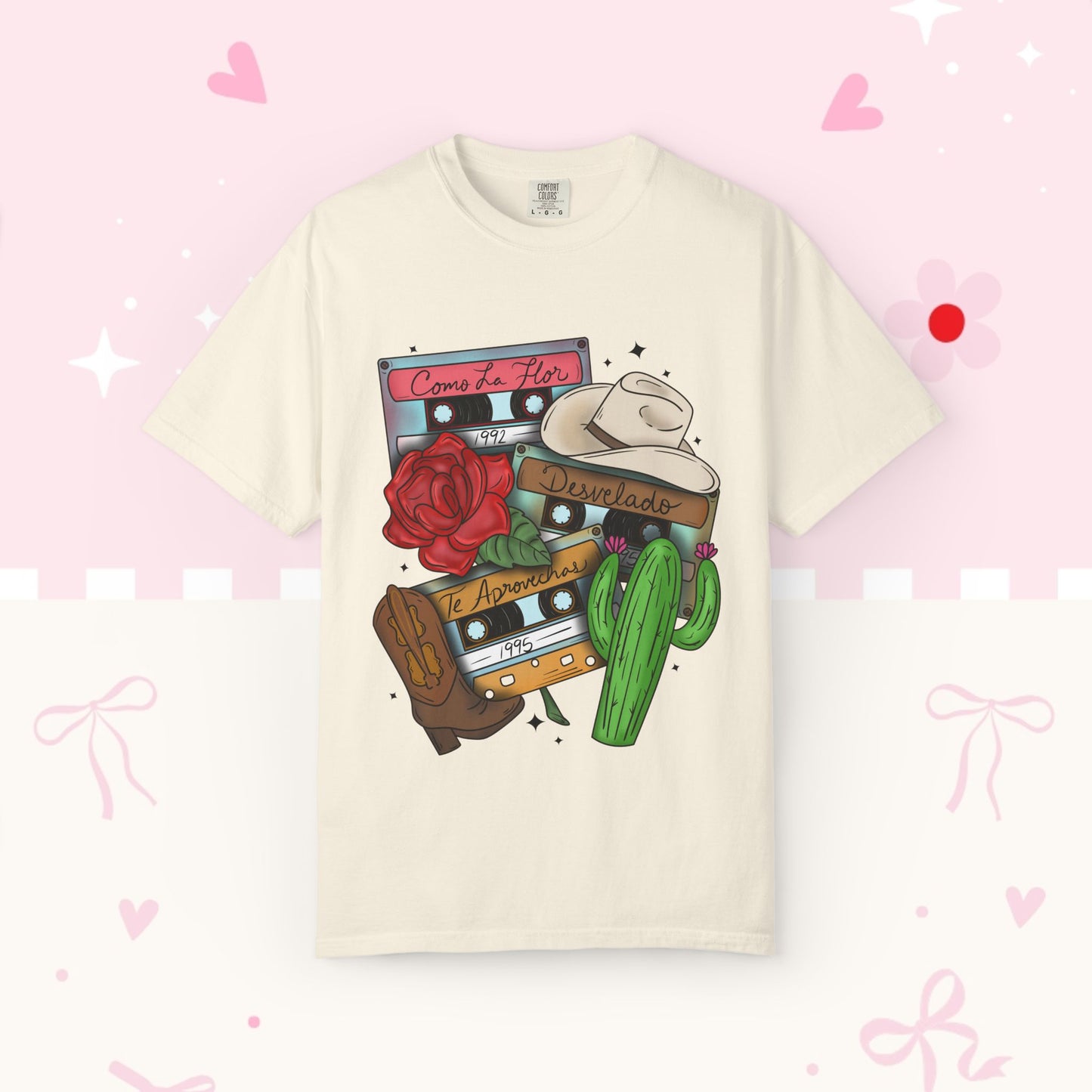 Retro Cassette & Cactus T-Shirt — 'Canción de Amor' Vintage Mexican Music Tee