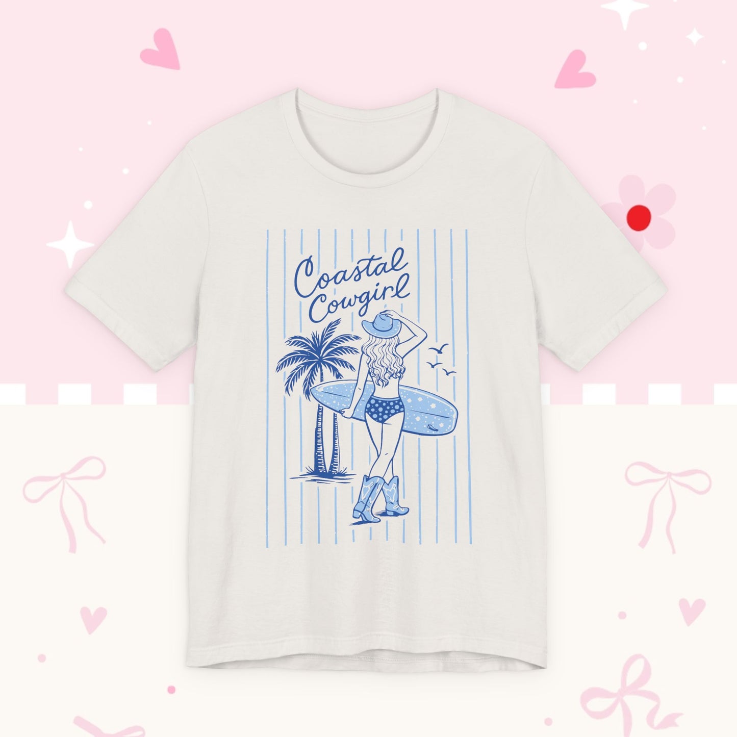 Coastal Cowgirl Graphic Tee – Retro Surf Girl Shirt
