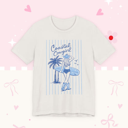 Coastal Cowgirl Graphic Tee – Retro Surf Girl Shirt