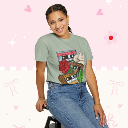Retro Cassette & Cactus T-Shirt — 'Canción de Amor' Vintage Mexican Music Tee