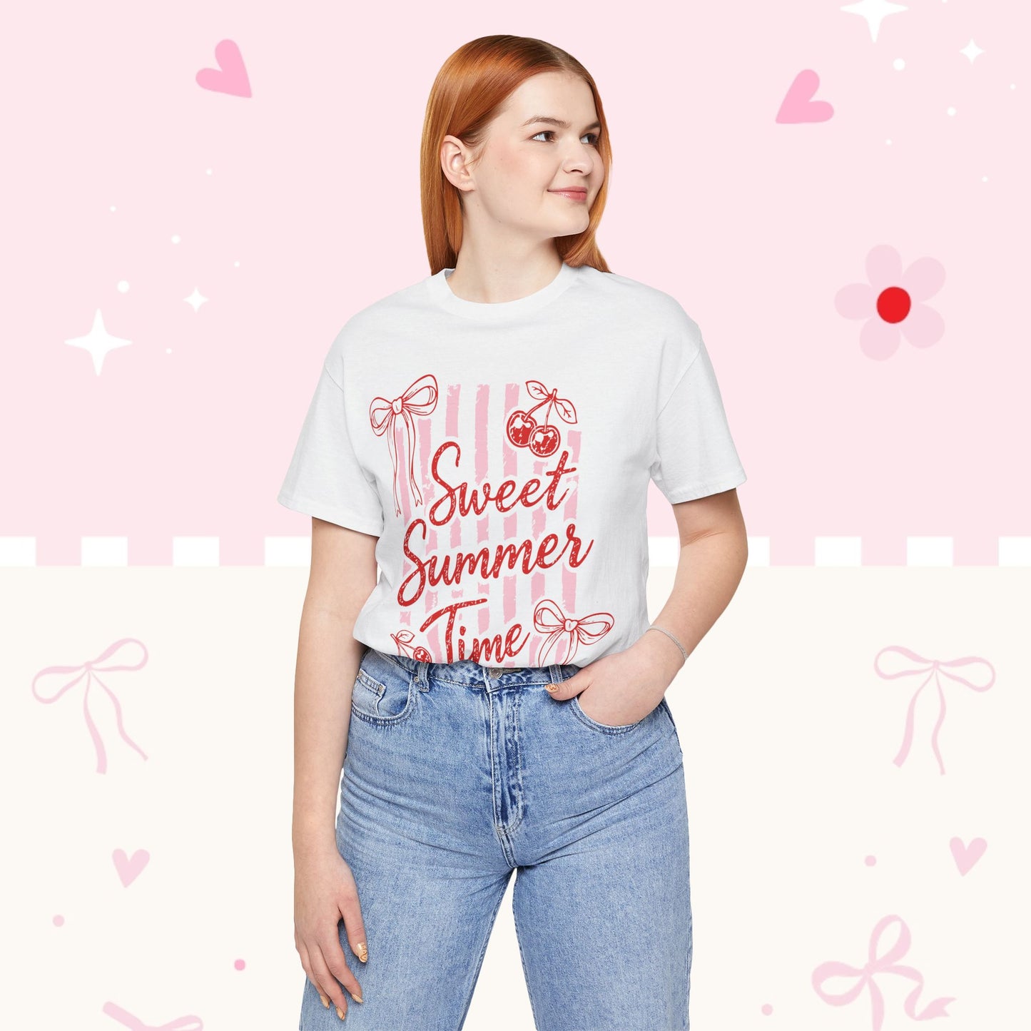 Sweet Summer Time Tee — Pink Cherry & Bow Graphic T-Shirt