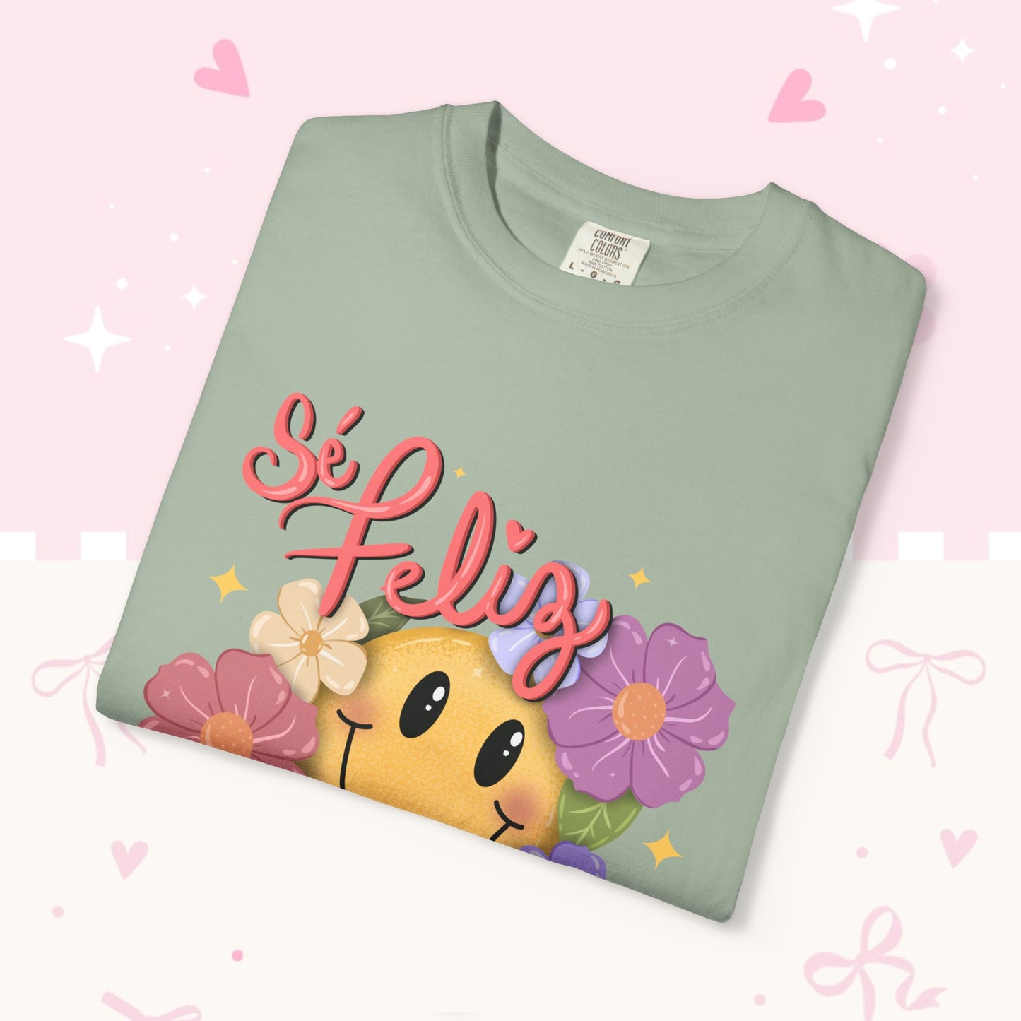 T-Shirt — "Si Felíz, Amargad@s Hay Muchos" Smiley Floral Graphic Tee