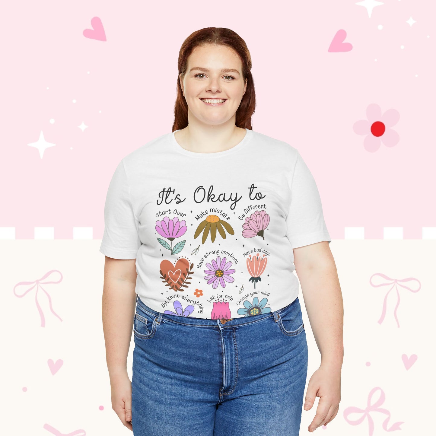 It's Okay to Grow Tee — Floral Self-Care Graphic T-Shirt