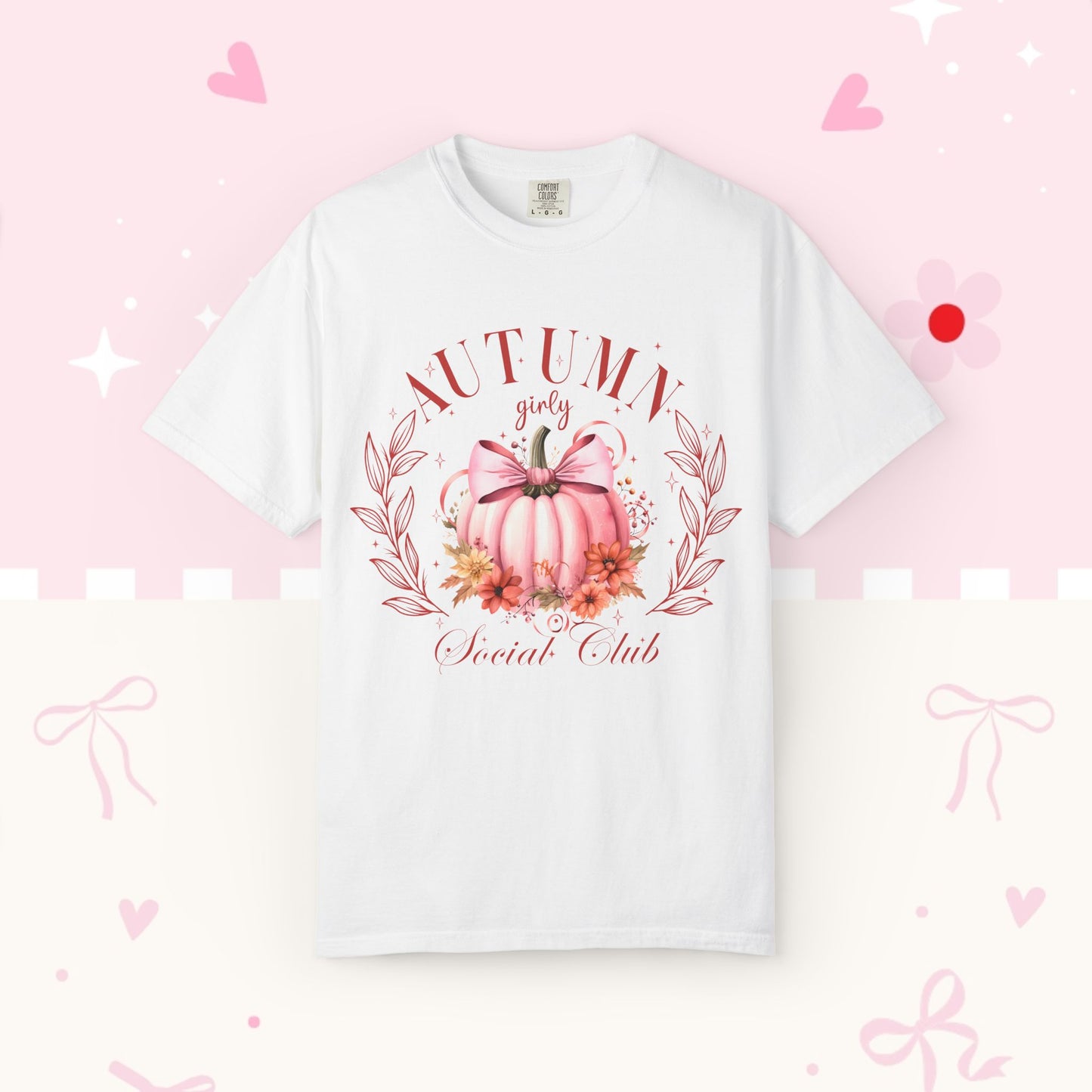 Autumn Girls’ Social Club Graphic T-Shirt — Pink Pumpkin Fall Tee