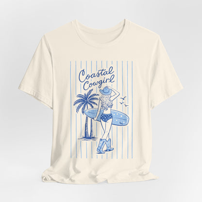 Coastal Cowgirl Graphic Tee – Retro Surf Girl Shirt