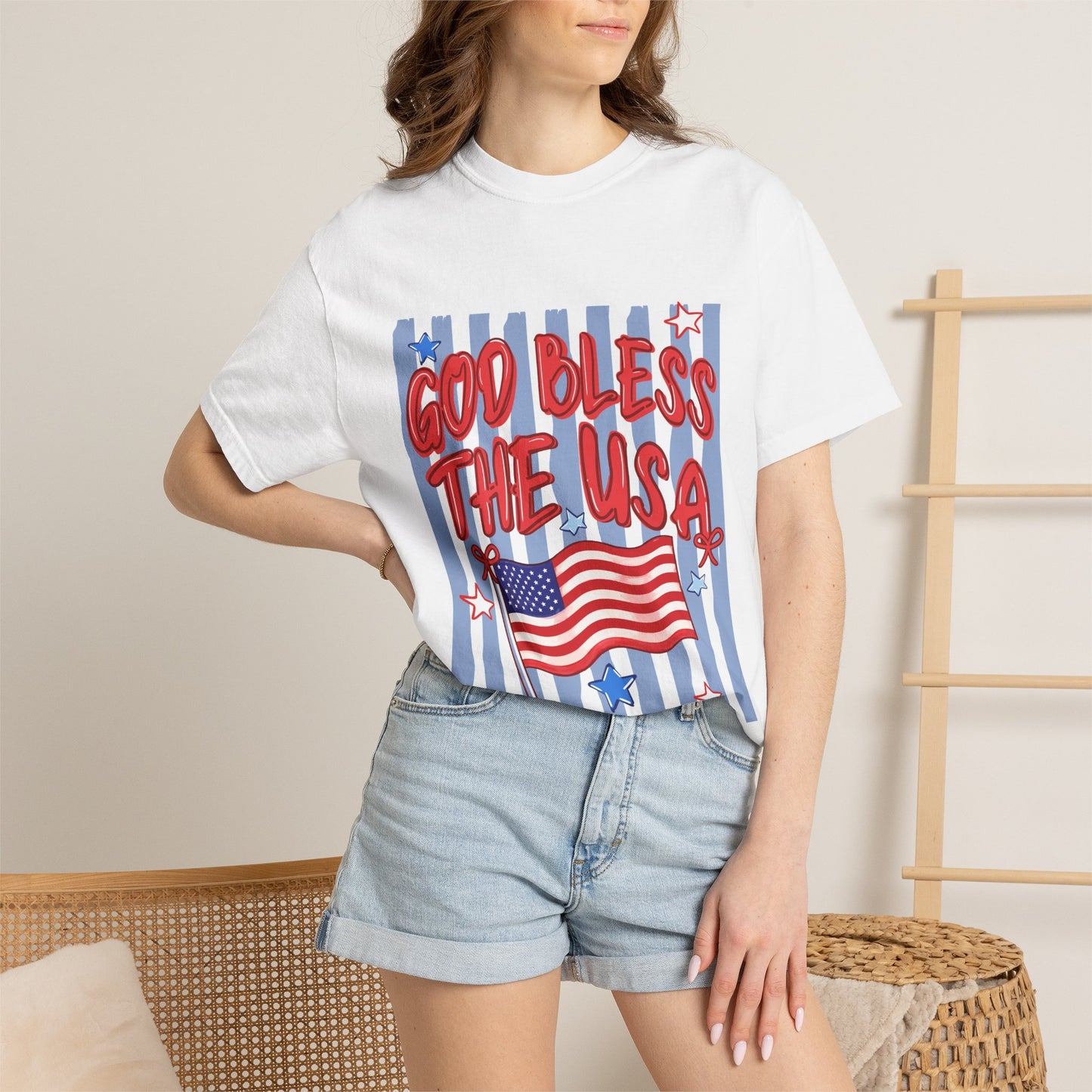 God Bless The USA Patriotic T-Shirt — American Flag 4th of July Tee