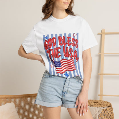 God Bless The USA Patriotic T-Shirt — American Flag 4th of July Tee