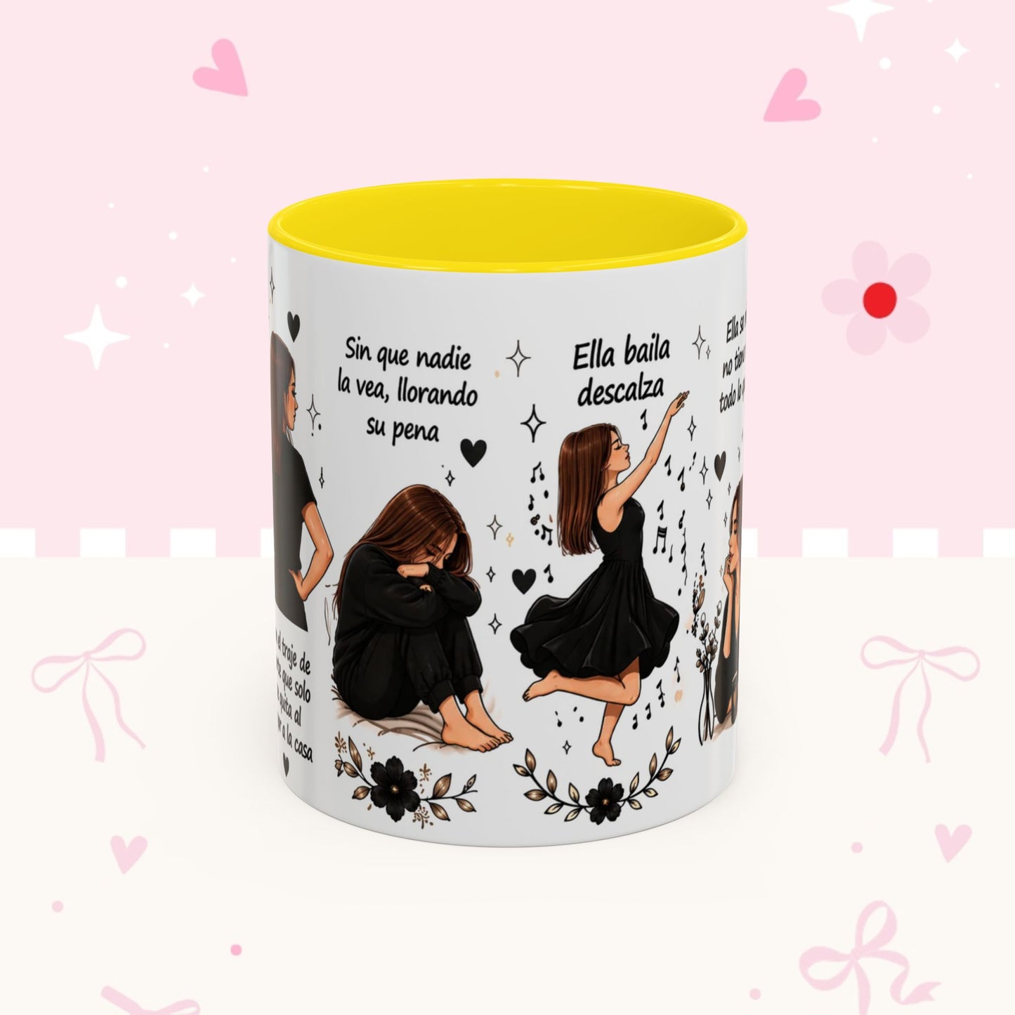 Inspirational Spanish Quote Accent Coffee Mug — 'Ella baila, descansa, se ríe sola'