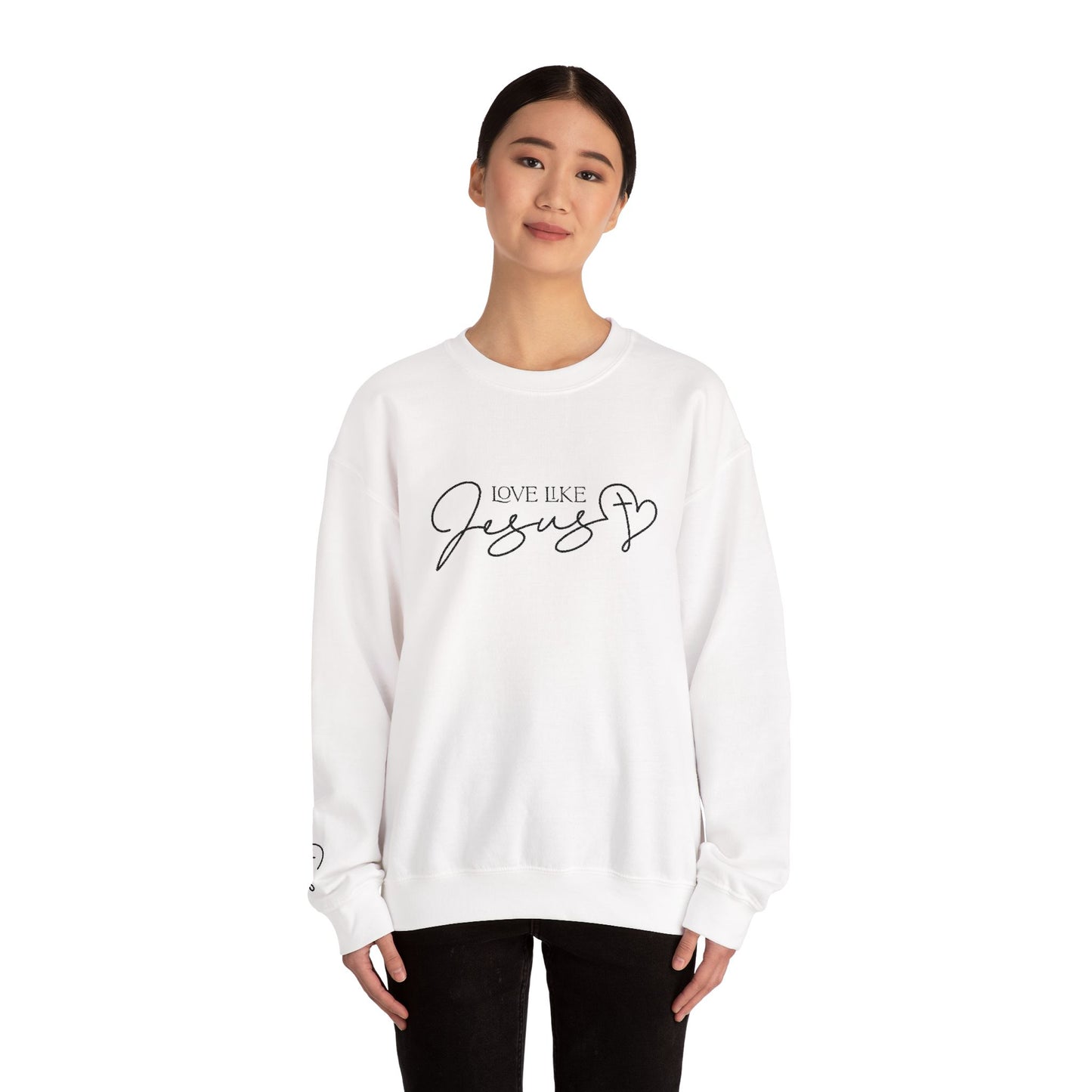 Love Like Jesus Crewneck Sweatshirt — Christian Faith Pullover Embroidery