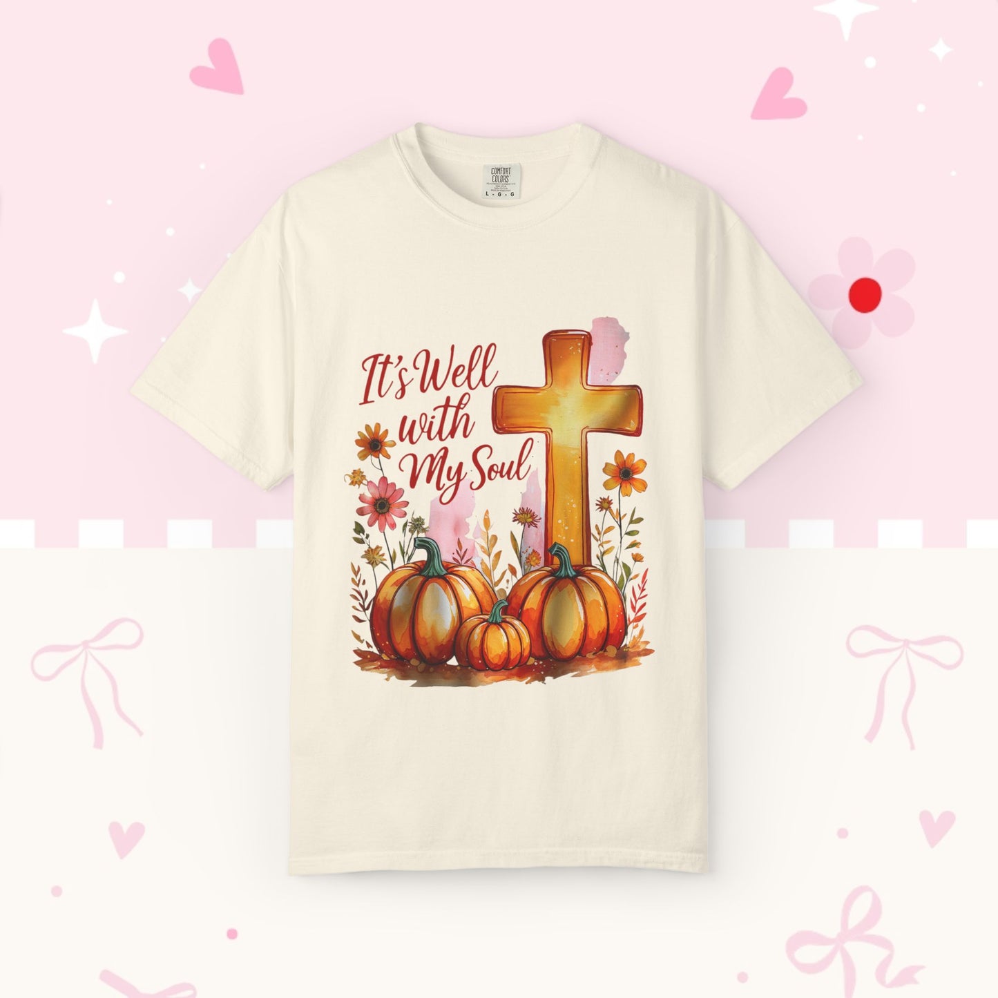 It's Well With My Soul T-Shirt — Christian Fall Pumpkin Cross Tee