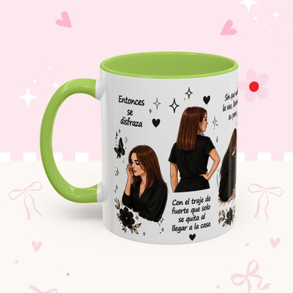 Inspirational Spanish Quote Accent Coffee Mug — 'Ella baila, descansa, se ríe sola'