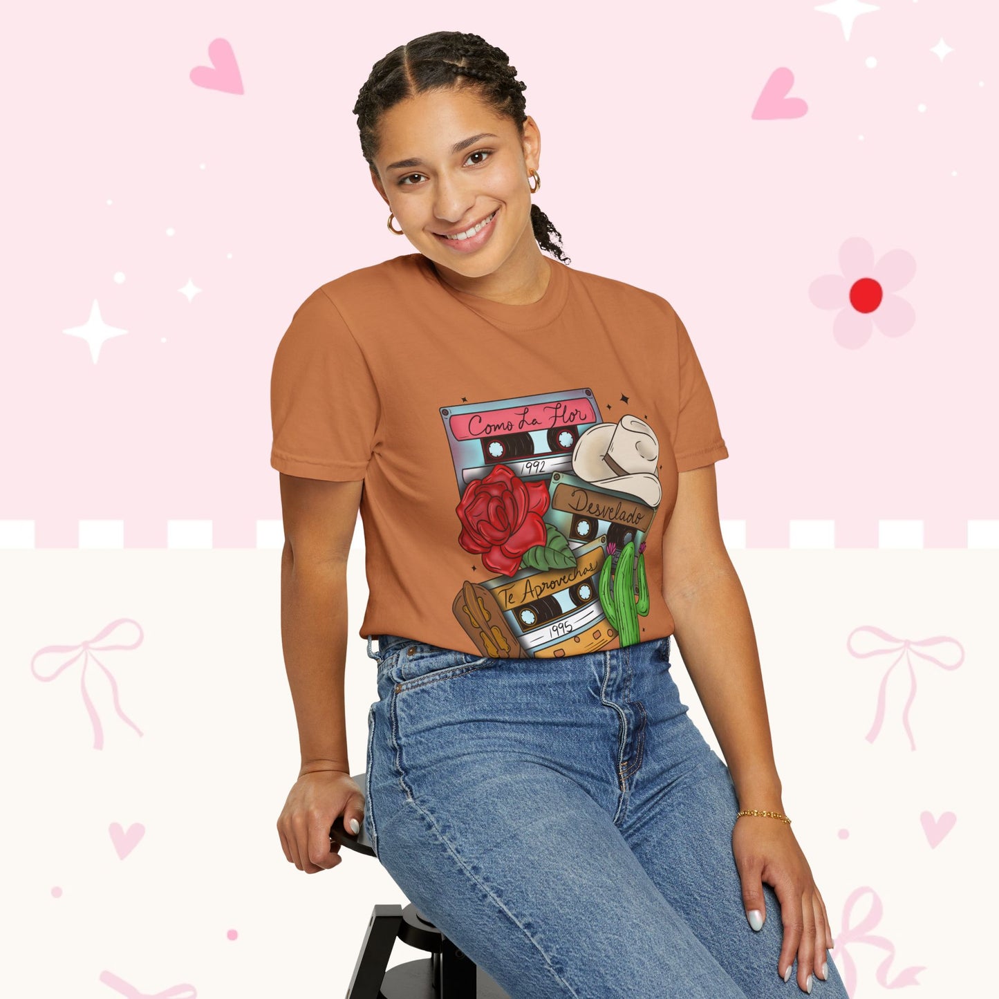 Retro Cassette & Cactus T-Shirt — 'Canción de Amor' Vintage Mexican Music Tee