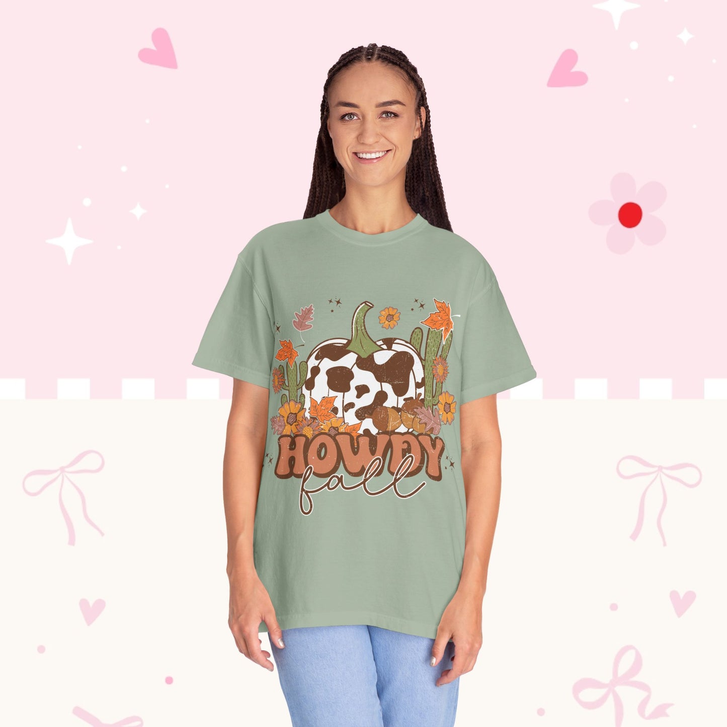 Howdy Fall T-Shirt — Cow Print Pumpkin Autumn Tee