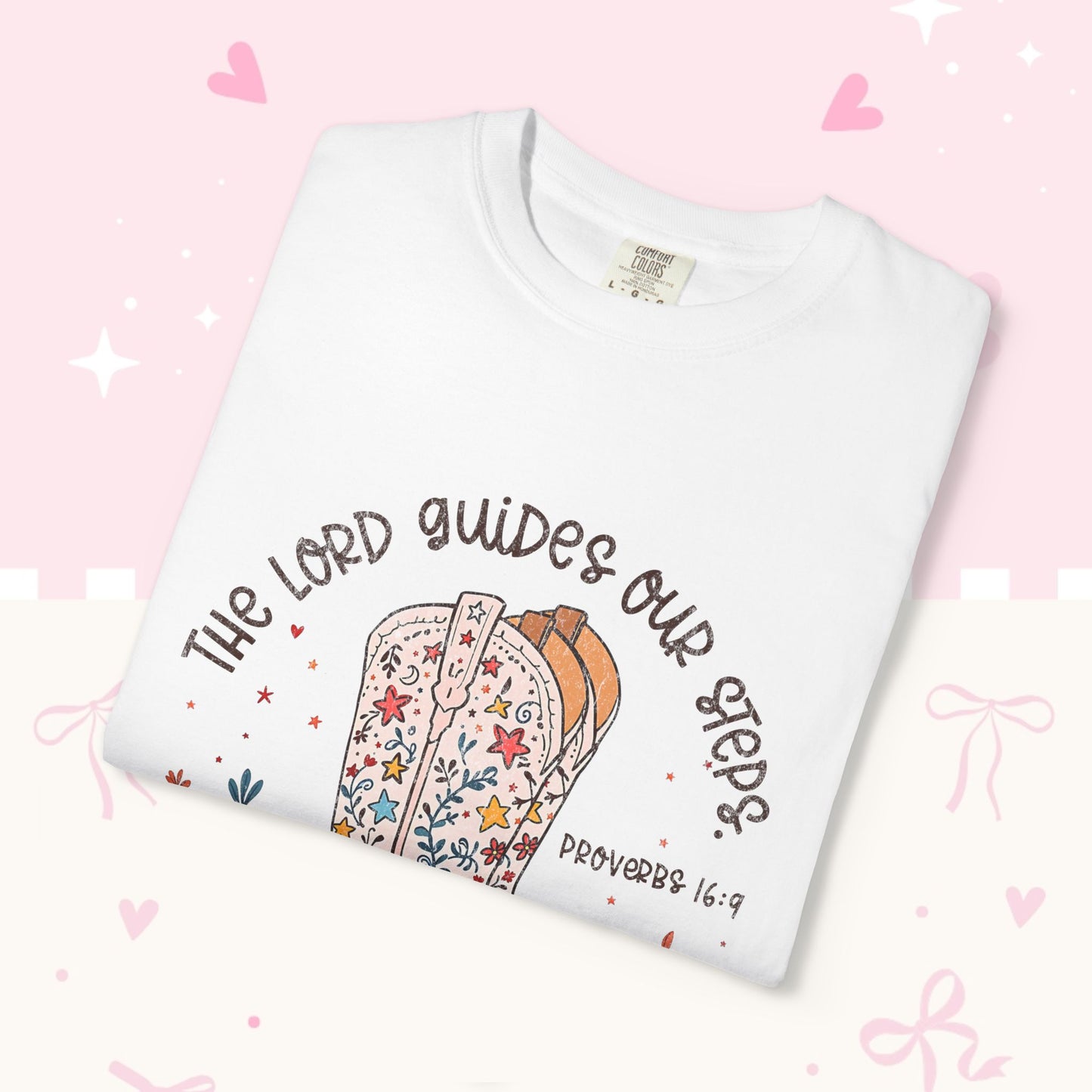 Christian Cowboy Boots T‑Shirt — "The Lord Guides Our Steps" Floral Western Tee
