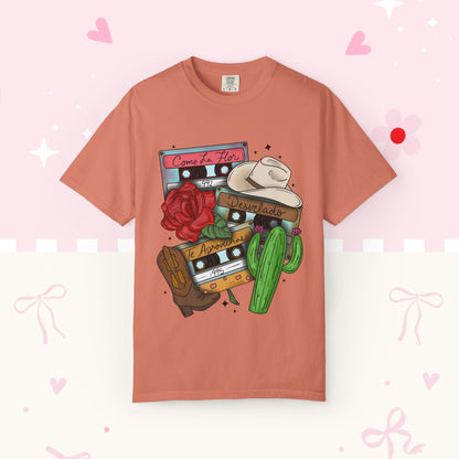 Retro Cassette & Cactus T-Shirt — 'Canción de Amor' Vintage Mexican Music Tee