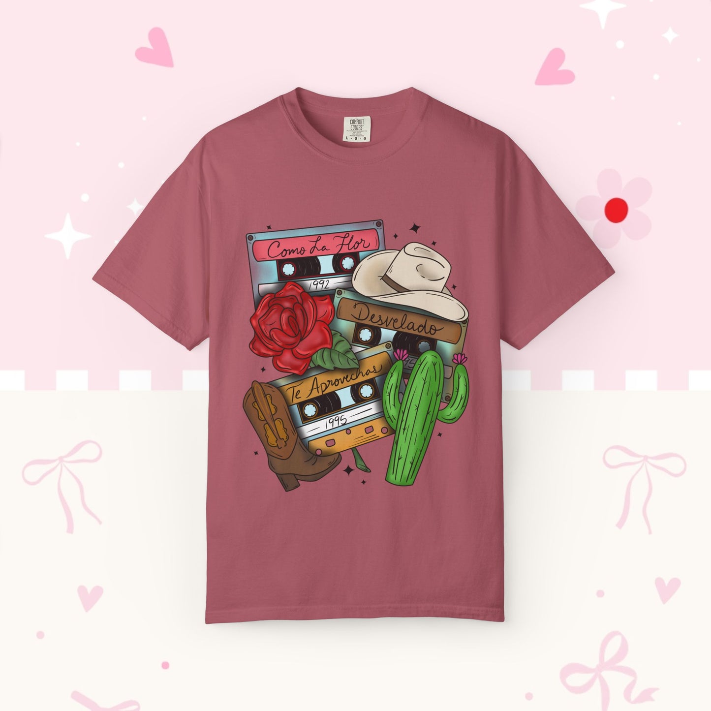 Retro Cassette & Cactus T-Shirt — 'Canción de Amor' Vintage Mexican Music Tee