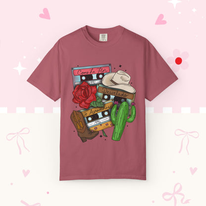 Retro Cassette & Cactus T-Shirt — 'Canción de Amor' Vintage Mexican Music Tee