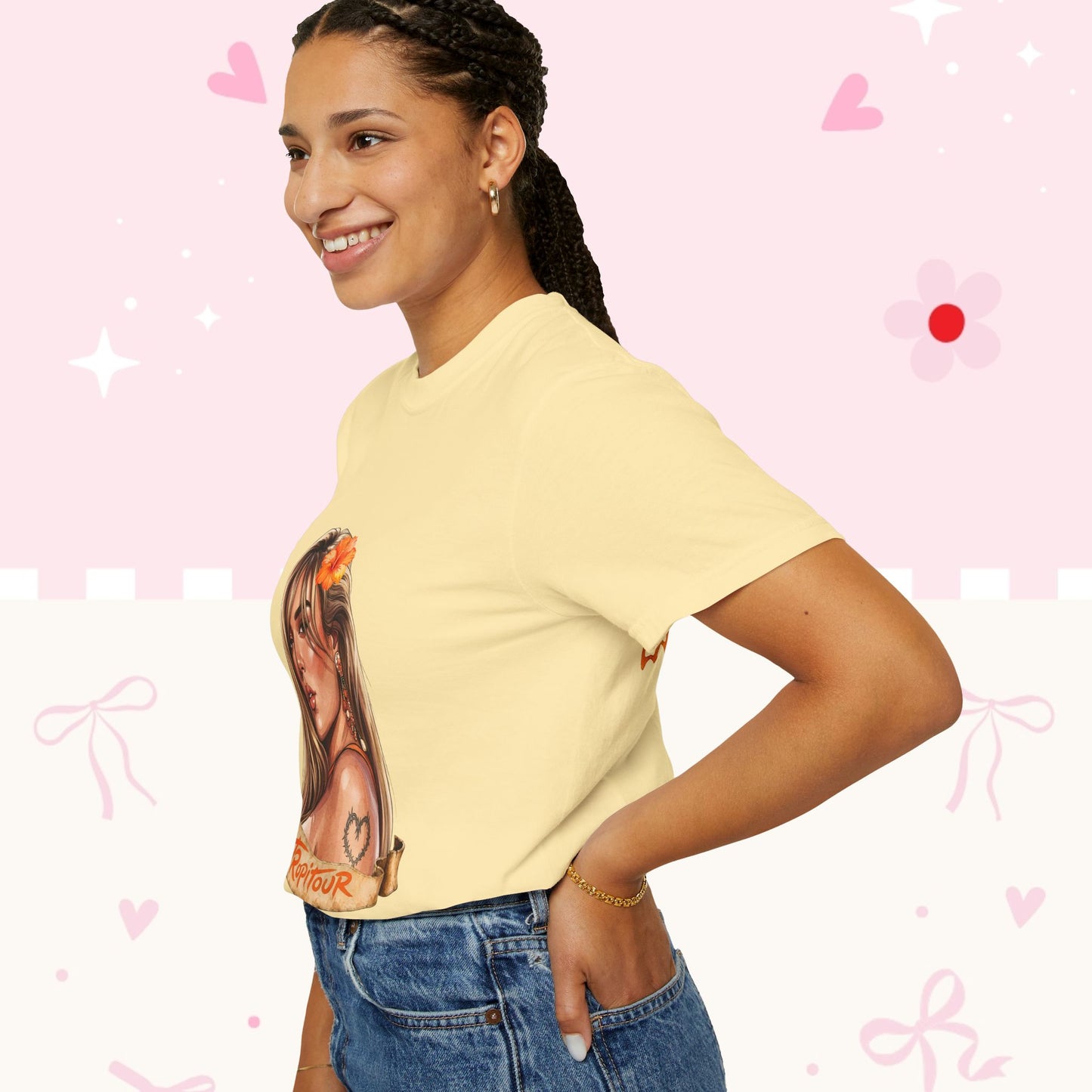 T-Shirt • Tropitour Latina Forever Graphic Tee — Floral Retro Portrait