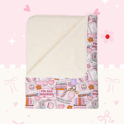 Fleece Sherpa Blanket — Cozy Bookie Girl Pattern