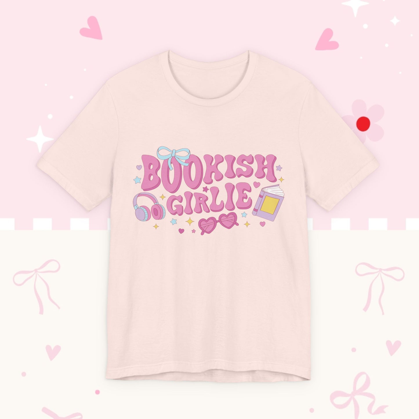 Bookish Girlie Tee — Cute Pink Reading T‑Shirt for Book Lovers