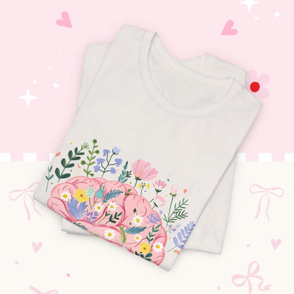 Anxiety Awareness Tee — "Your Anxiety Is a Lying B" Floral Brain Graphic