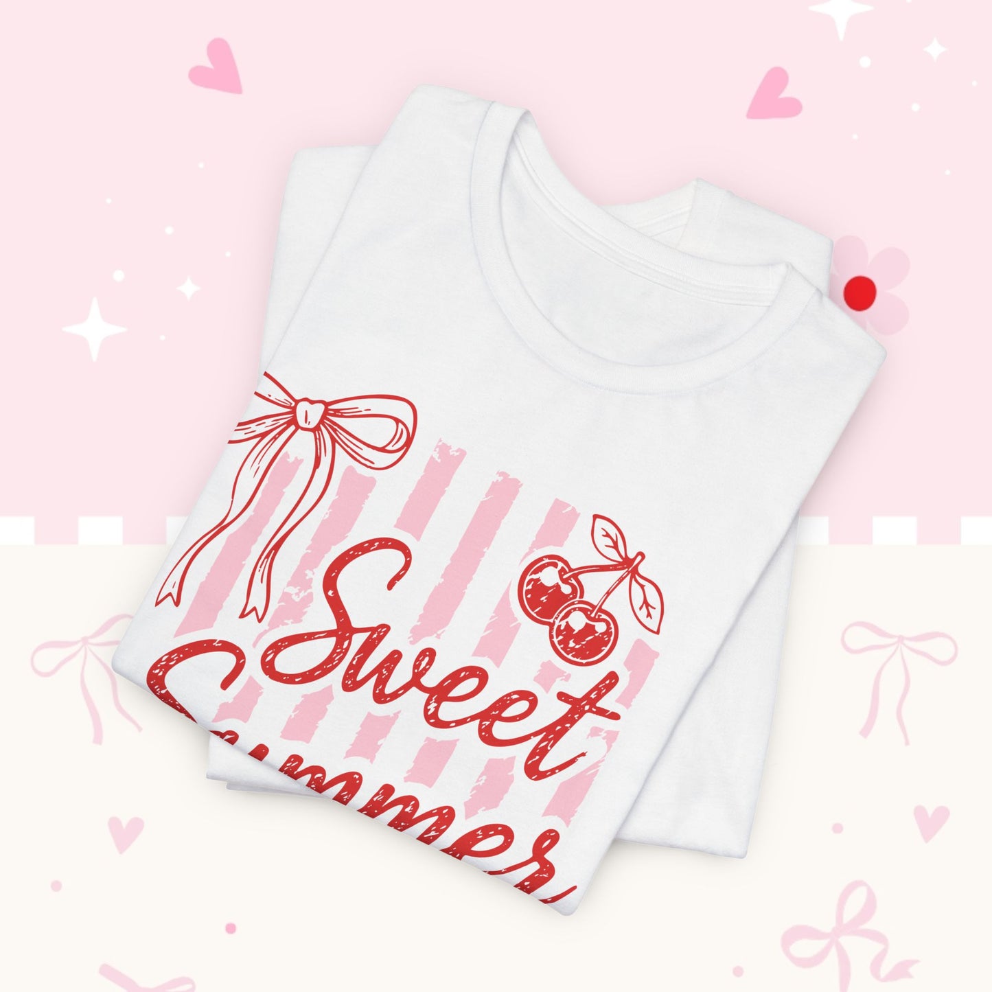 Sweet Summer Time Tee — Pink Cherry & Bow Graphic T-Shirt