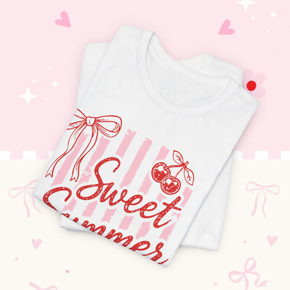 Sweet Summer Time Tee — Pink Cherry & Bow Graphic T-Shirt
