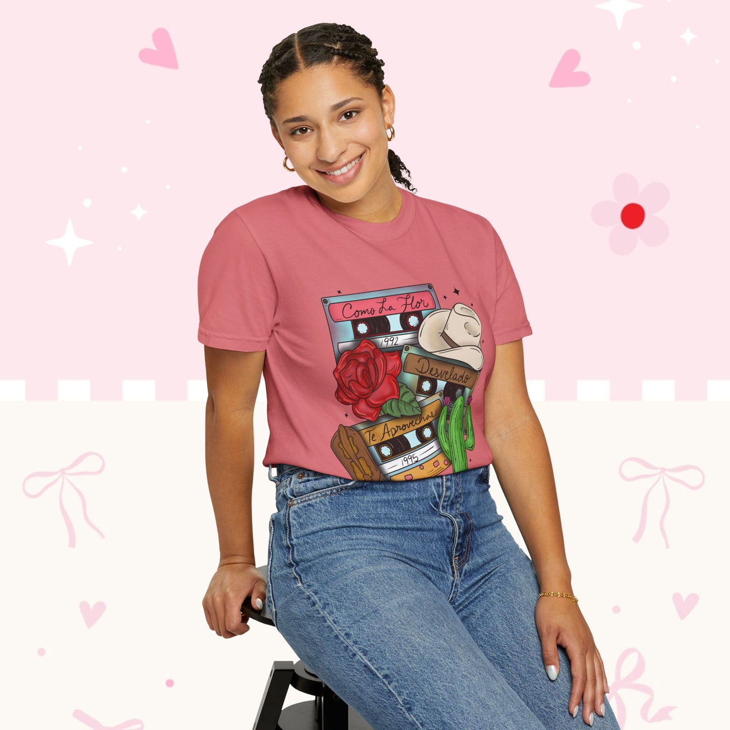 Retro Cassette & Cactus T-Shirt — 'Canción de Amor' Vintage Mexican Music Tee