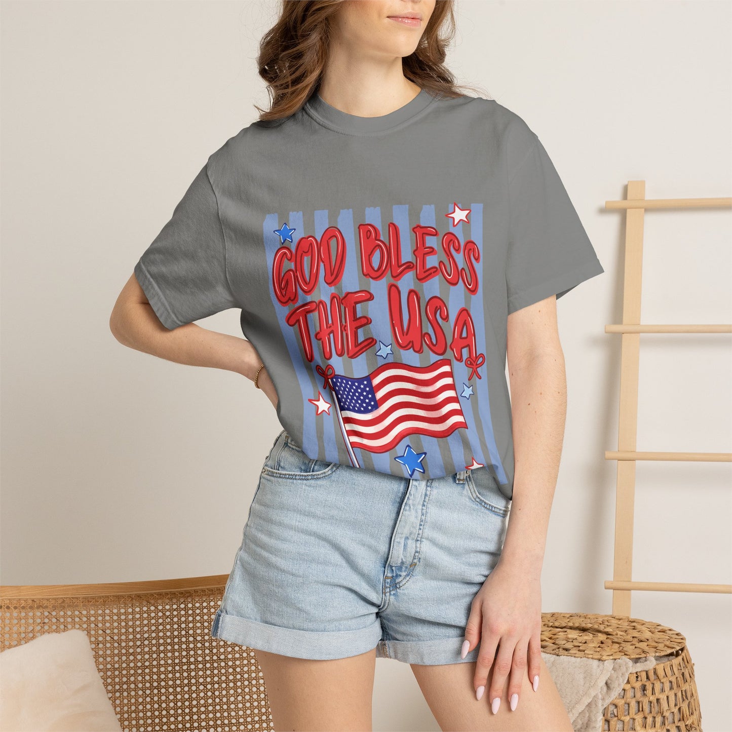 God Bless The USA Patriotic T-Shirt — American Flag 4th of July Tee