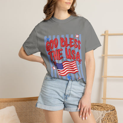 God Bless The USA Patriotic T-Shirt — American Flag 4th of July Tee