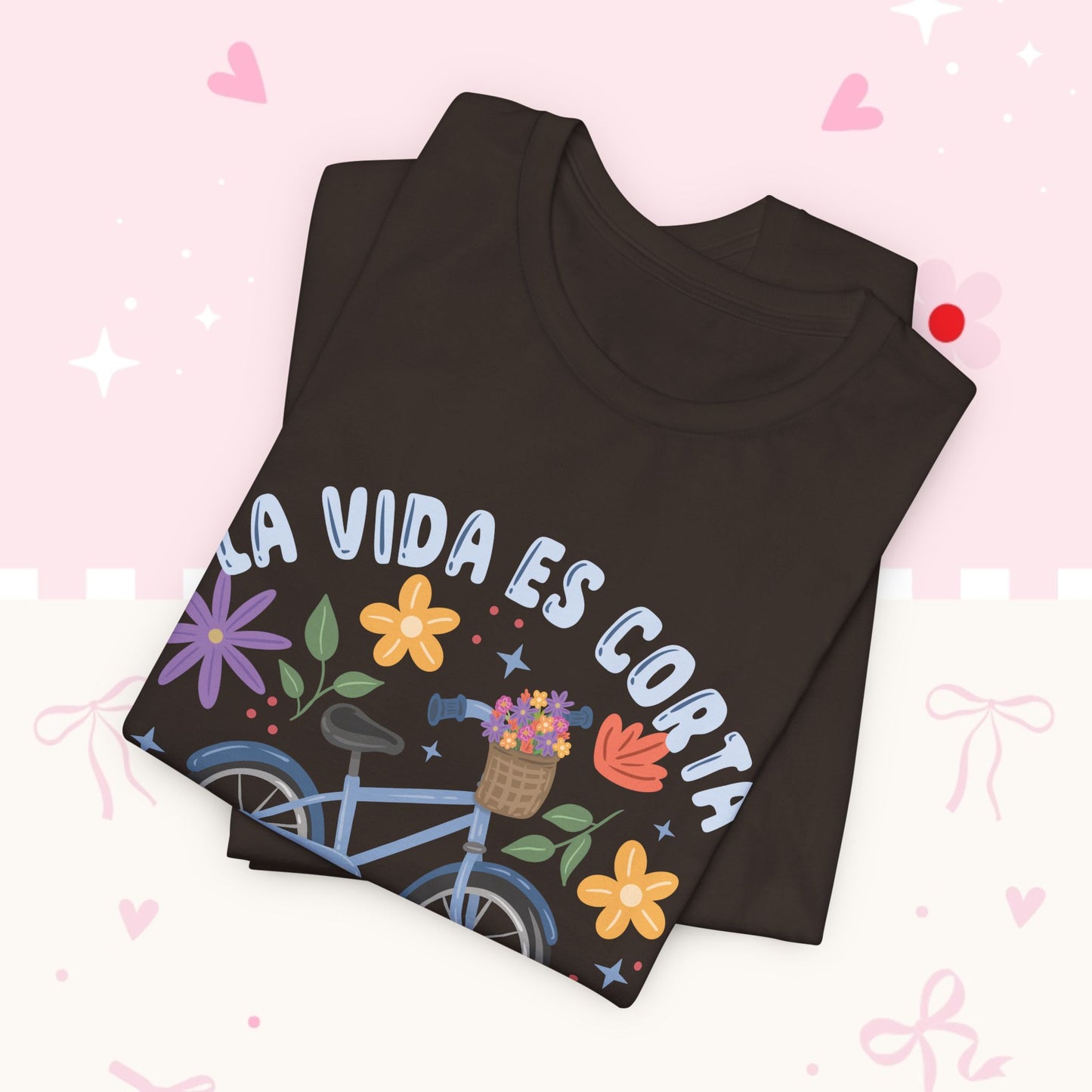 La Vida Es Corta Bicycle Tee — "Disfruta El Viaje" Floral Bike Shirt
