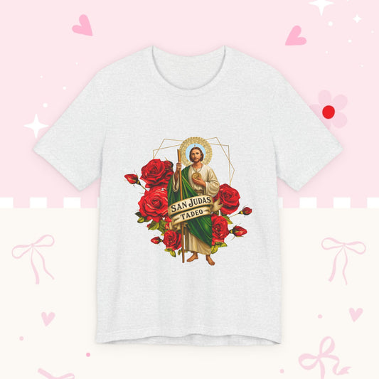 San Judas Tadeo Roses T‑Shirt — Devotional Catholic Saint Tee