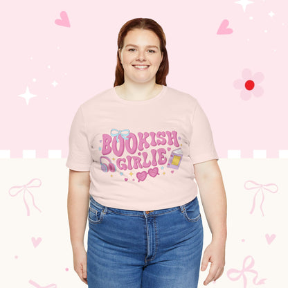 Bookish Girlie Tee — Cute Pink Reading T‑Shirt for Book Lovers