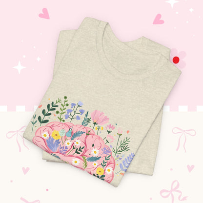 Anxiety Awareness Tee — "Your Anxiety Is a Lying B" Floral Brain Graphic