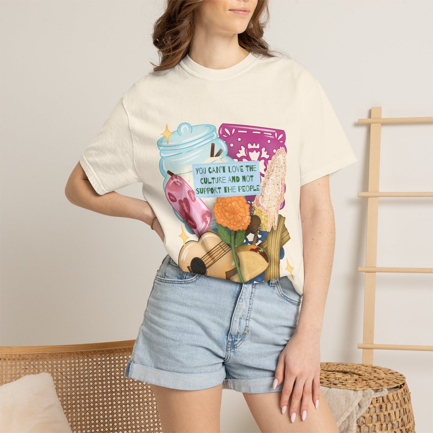 T-Shirt — Hispanic Culture Floral & Instrument Graphic