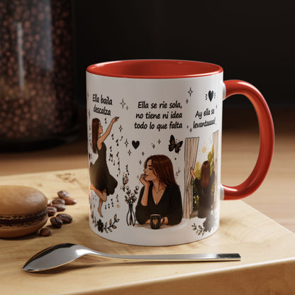 Inspirational Spanish Quote Accent Coffee Mug — 'Ella baila, descansa, se ríe sola'