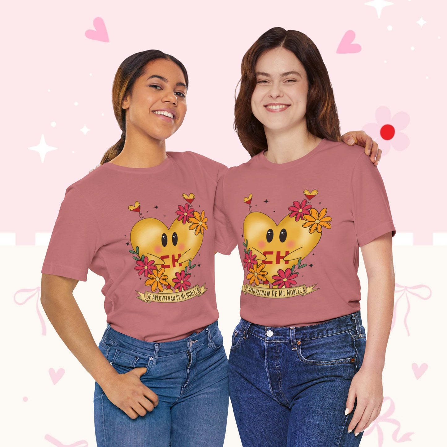 Heart Emoji Floral Tee — "Se Aprovechan de Mi Nobleza" Cute Spanish Pride T-Shirt