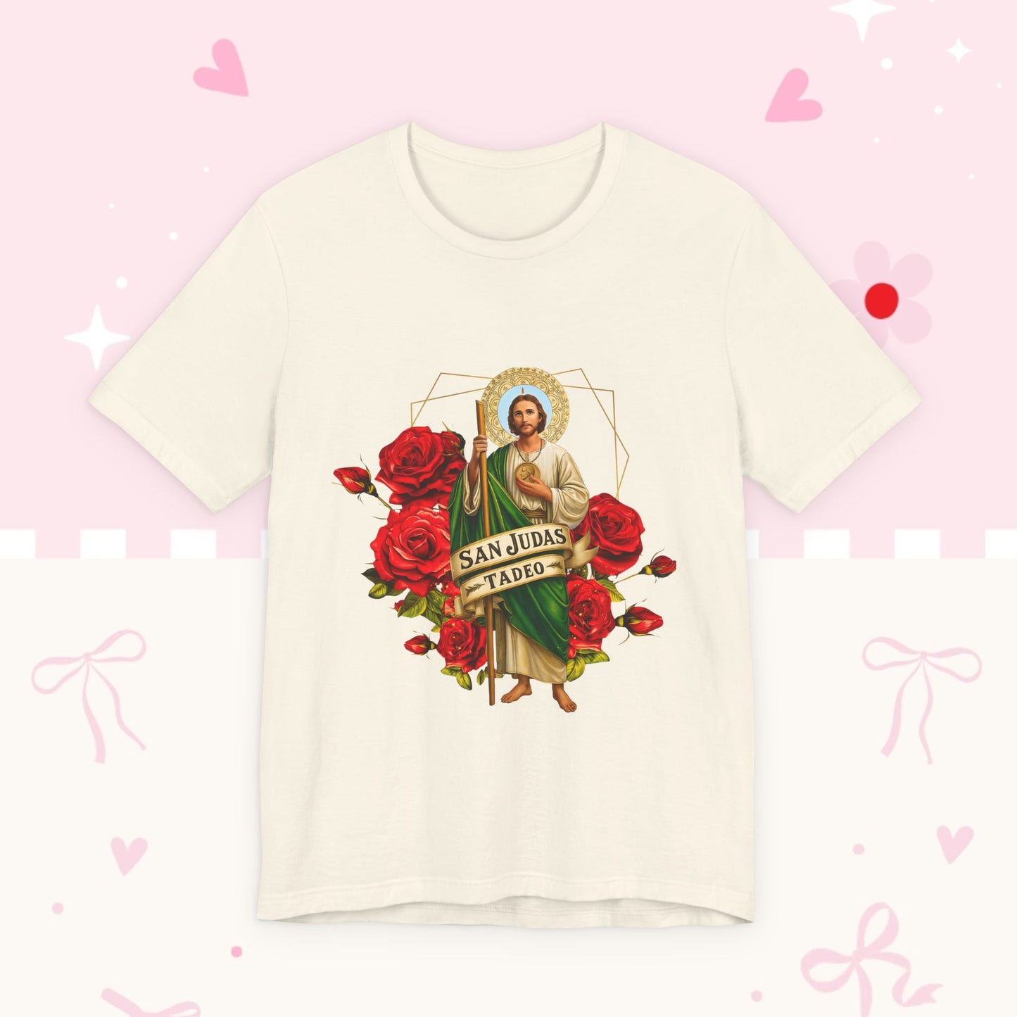 San Judas Tadeo Roses T‑Shirt — Devotional Catholic Saint Tee
