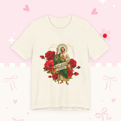 San Judas Tadeo Roses T‑Shirt — Devotional Catholic Saint Tee