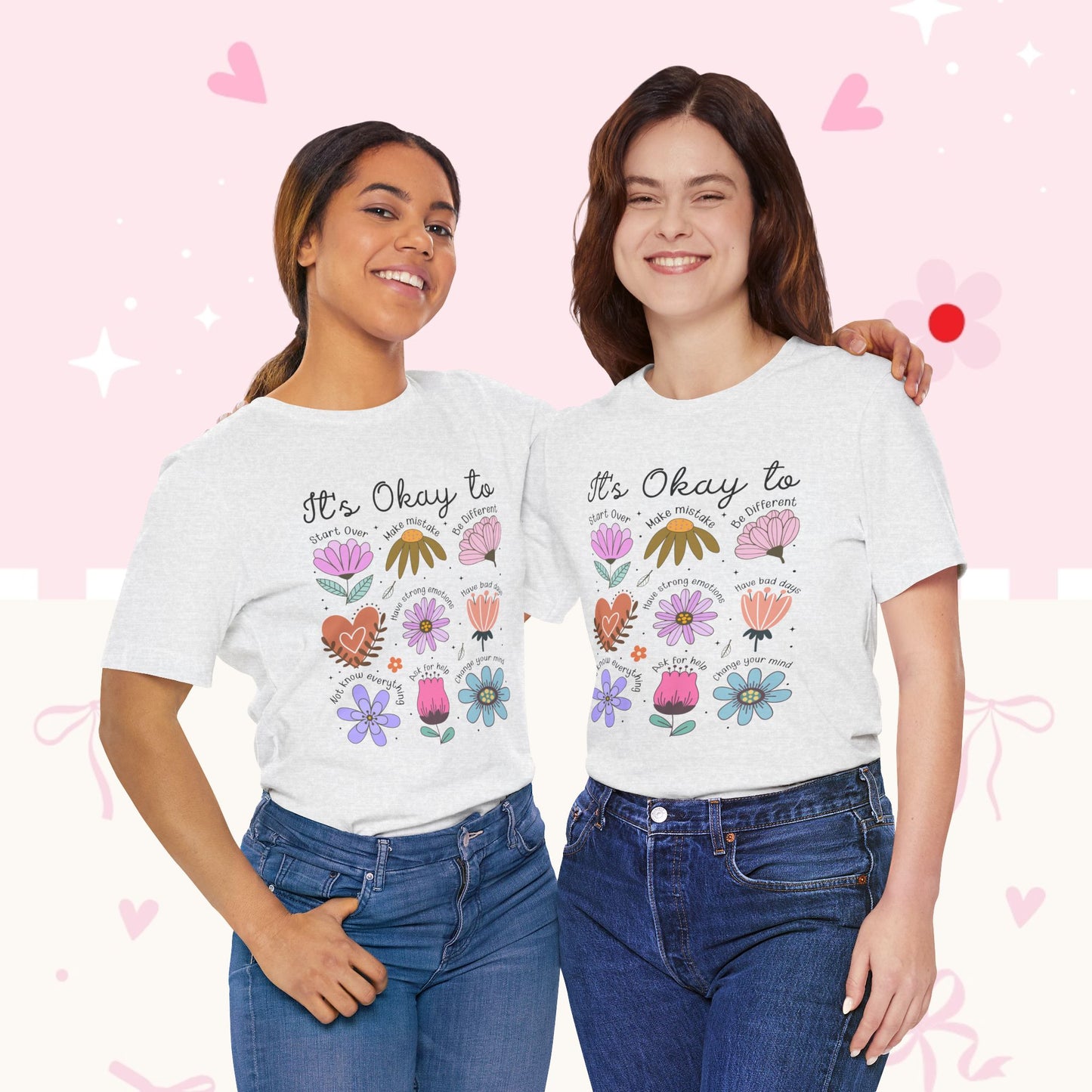 It's Okay to Grow Tee — Floral Self-Care Graphic T-Shirt