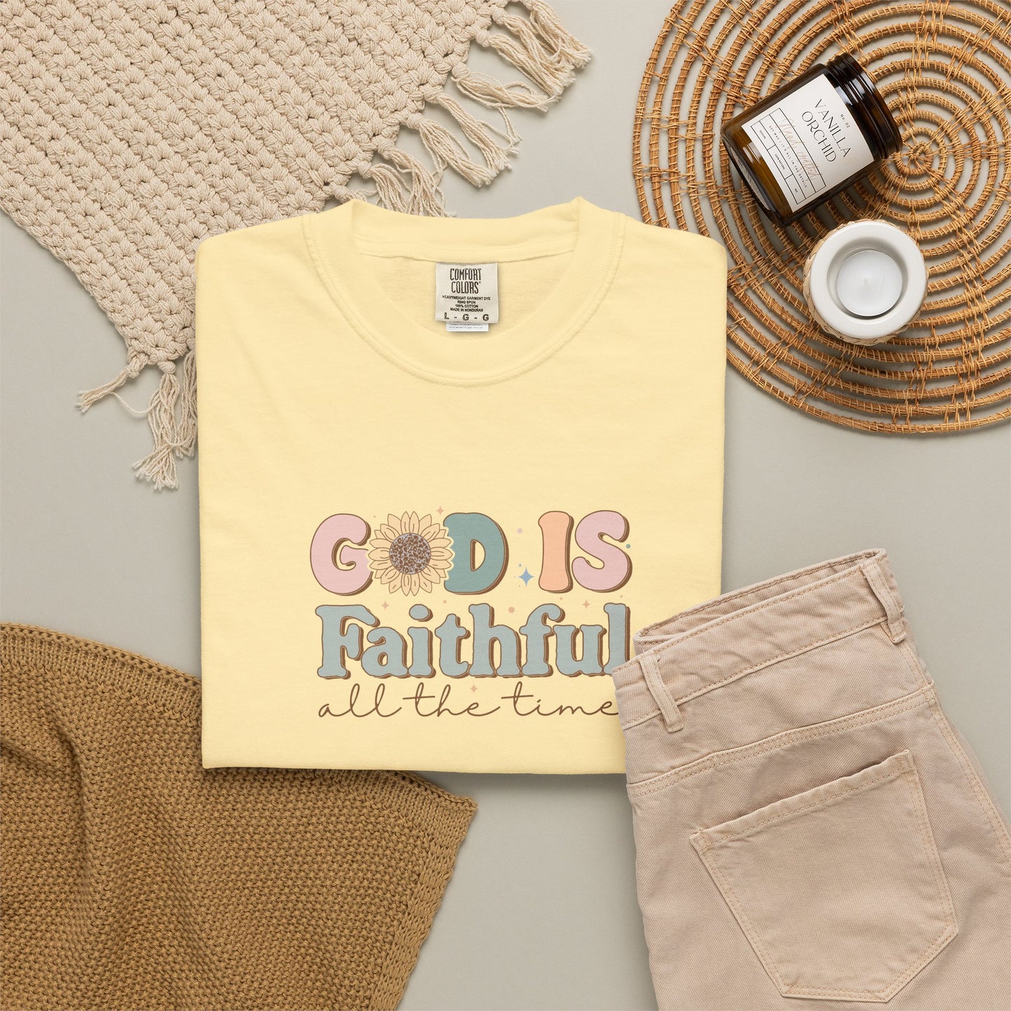 God Is Faithful T-Shirt — Vintage Pastel Christian Tee ("God Is Faithful All the Time")