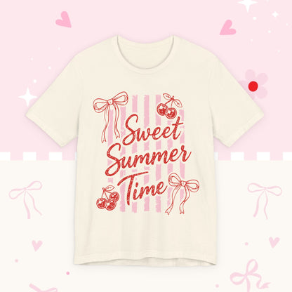 Sweet Summer Time Tee — Pink Cherry & Bow Graphic T-Shirt