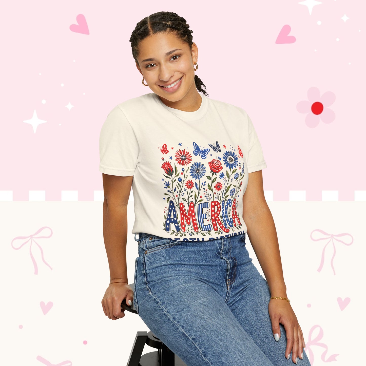America 250th Birthday T-Shirt — July 4, 1776–2026 Patriotic Floral Tee